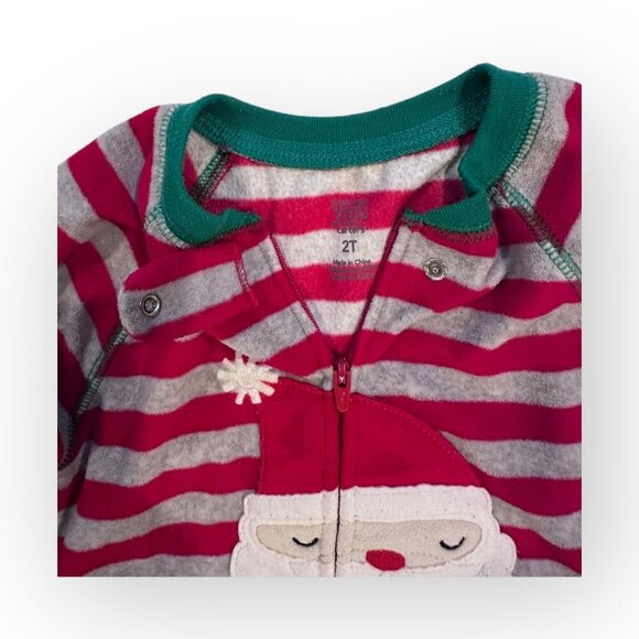 Carters Just One You Fleece Santa Clause Christmas Footed Pajamas Size 2 Toddler - Picture 3 of 16